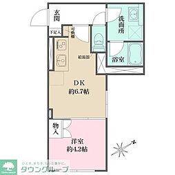 Fika大井町 1DKの間取図画像