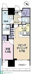 リビオタワー品川 1LDKの間取図画像