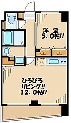 アーバネックス戸越銀座 ワンルームの間取図画像