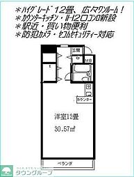 第2カブラキビル ワンルームの間取図画像