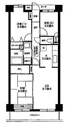 オクトス市ケ尾1号棟 3LDKの間取図画像