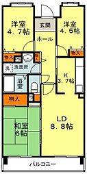 コーポレート鷺沼 3LDKの間取図画像