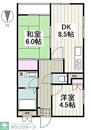 青山コーポA 2DKの間取図画像