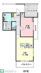 ホワイトローズ 1LDKの間取図画像