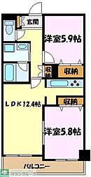 ベルコリンもえぎ野 2LDKの間取図画像