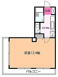 ピースフルプレイス 1Kの間取図画像