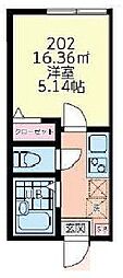 東急東横線 菊名駅 徒歩9分の賃貸アパート 2階1Kの間取り