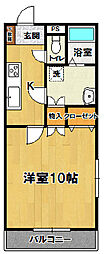 アメニティーコートつくば 4階1Kの間取り