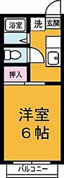 ツクバリバーサイドイースト 2階1Kの間取り
