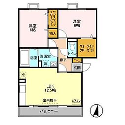 カーサフェリーチェA 2LDKの間取図画像