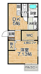 ファミール 2階1DKの間取り