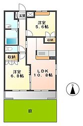 ゴールドクローバー（ＧＯＬＤ ＣＬＯＶＥＲ） 1階2LDKの間取り