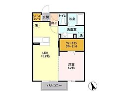 サニーコーポ 2階1LDKの間取り