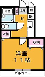 セレナーデ・2 1Kの間取図画像