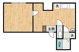 レジデンス聖 1DKの間取図画像