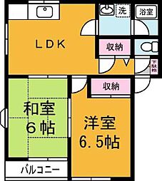 大木コーポNo.1 2LDKの間取図画像