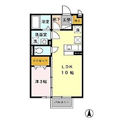ルミエール東光台A 1LDKの間取図画像