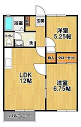 ランドスケープD 2LDKの間取図画像