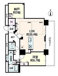 レジデンス梅田ローレルタワー 1SLDKの間取図画像