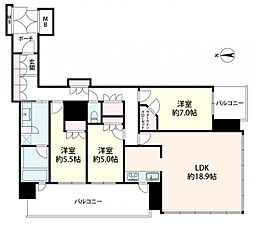 MJR堺筋本町タワー 3LDKの間取図画像