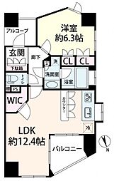 ランズ南森町 1LDKの間取図画像