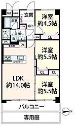 ユニライフ福島C棟 3LDKの間取図画像