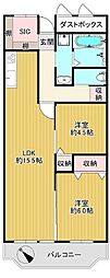 ローレルハイツ大淀1号棟 2LDKの間取図画像
