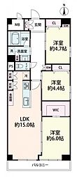シャンボール内本町 3LDKの間取図画像