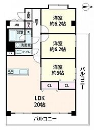 ユニライフ福島C棟 3LDKの間取図画像