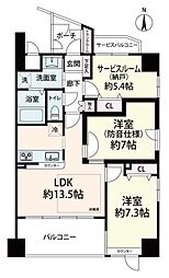 メロディハイム新梅田 2SLDKの間取図画像