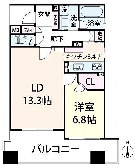 ~間取り図~ 専有面積55.95平米の広々とした間取りです