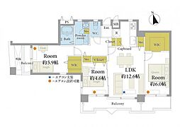 ノバカネイチ四天王寺 3LDKの間取図画像
