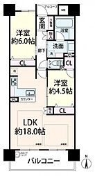 プレサンスグラン福島 2LDKの間取図画像