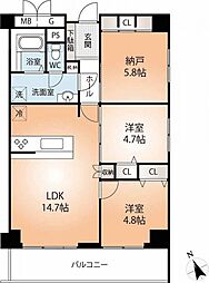 セントラルハイツ湊川セントラルプラザ 2SLDKの間取図画像