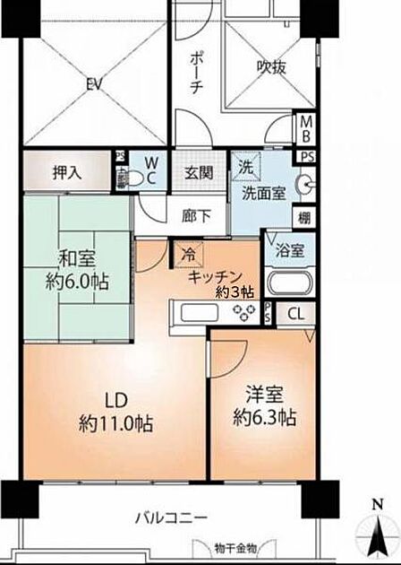 2LDK 間取り