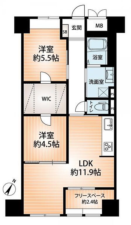 2SLDK 間取り