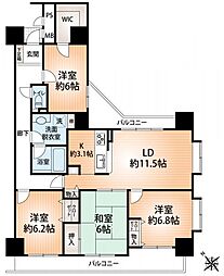 ファミール兵庫 3SLDKの間取図画像