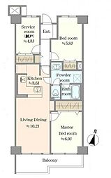 パーク上尾壱番館 2SLDKの間取り