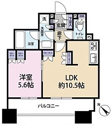 パークタワー渋谷本町 1LDKの間取図画像