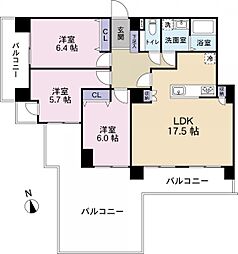 サカエ余丁町マンション 3LDKの間取図画像