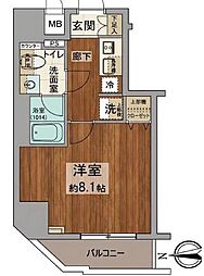 プレール・ドゥーク新大久保2 1Kの間取図画像