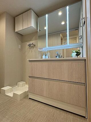 洗面化粧台は三...