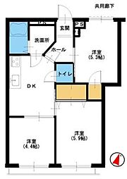 スカイハイムパピヨン 3DKの間取図画像