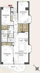西武拝島ハイツ　2号棟 3LDKの間取り