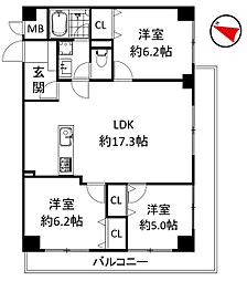 東大和ナショナルコート 3LDKの間取図画像