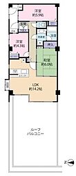 ルイシャトレ百草園ヒルズD棟 3LDKの間取図画像