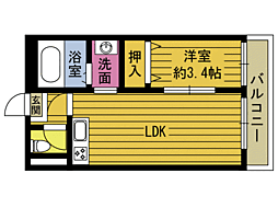 コート・フルール 3階1LDKの間取り