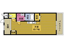 ＲＥＧＩＮＡ賀来 1階ワンルームの間取り