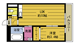 コートフルール 1LDKの間取図画像