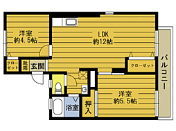 シティハイツソレイユC 2LDKの間取図画像
